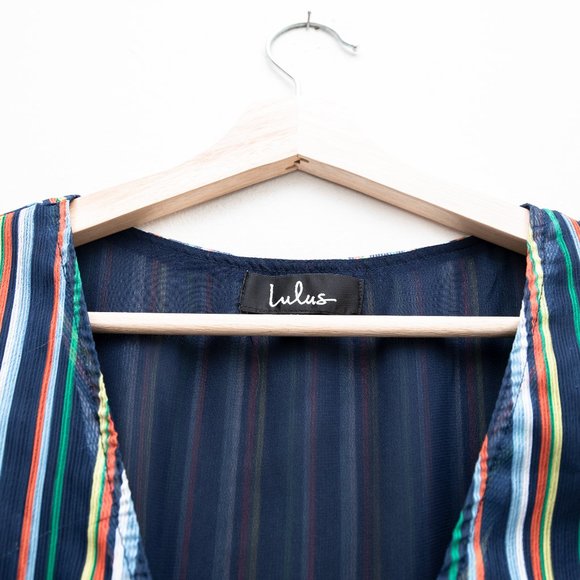 Lulu's Multi Color Flattering Stripes Wrap Top - Picture 3 of 5